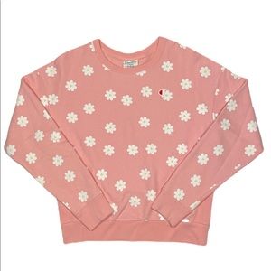 Champion Pink & White Flower Print Crewneck
